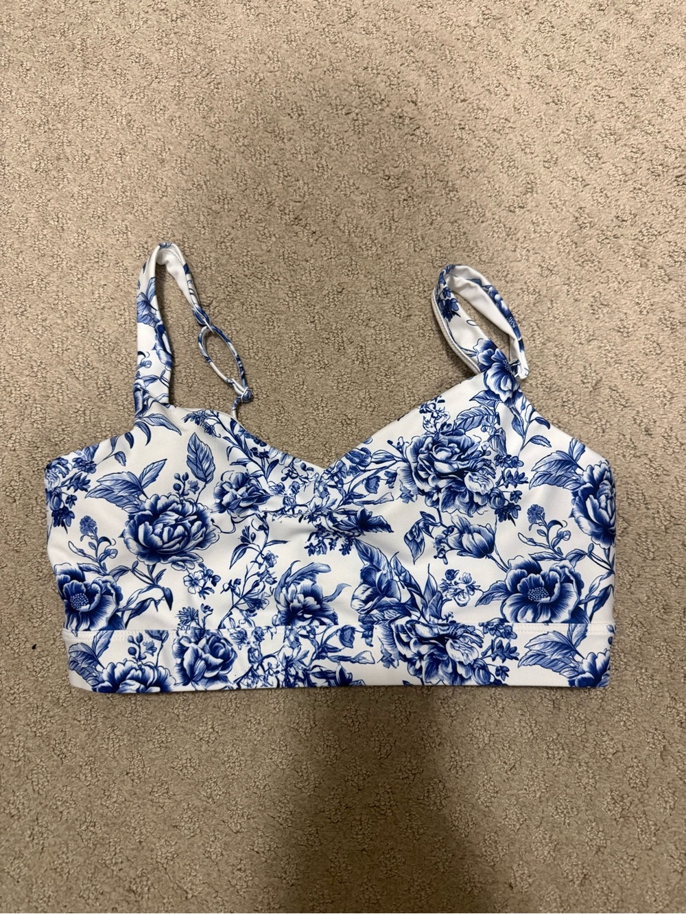 Abercrombie Capri Floral Print Blue & White Sports Bra Large NEVER WORN